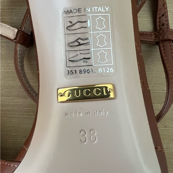 *SOLD* Gucci Brown Papaya Marmot GG T Strap Sandal Size 38 BNIB - Picture 6 of 6